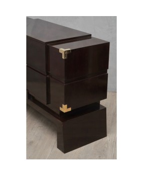 C 104 Cassettone lastronato in mogano tinto nero