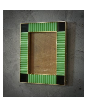 Murano Green and Black Color Glass and Brass Mid-Century Picture Frames, 2000