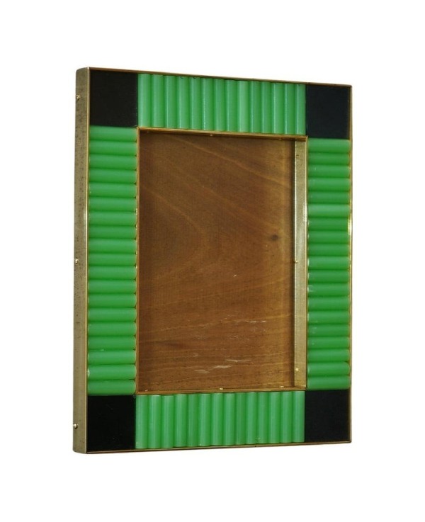 Murano Green and Black Color Glass and Brass Mid-Century Picture Frames, 2000 Murano Green and Black Color Glass and Brass Mid-Century Picture Frames, 2000