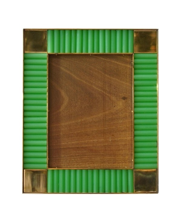 Murano Green Color Glass and Brass Mid-Century Picture Frames, 2000 Murano Green Color Glass and Brass Mid-Century Picture Frames, 2000