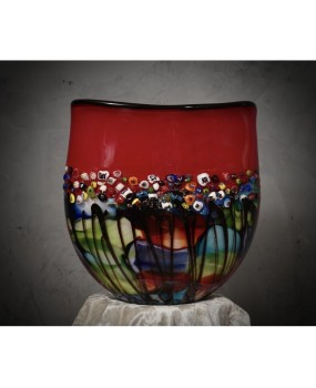 Murano Murrina Art Glass Mid-Century Glass Vase, 1980