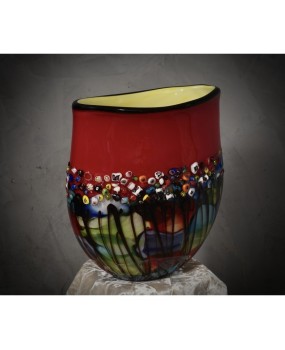 Murano Murrina Art Glass Mid-Century Glass Vase, 1980