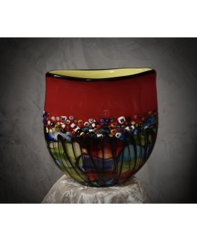 Murano Murrina Art Glass Mid-Century Glass Vase, 1980