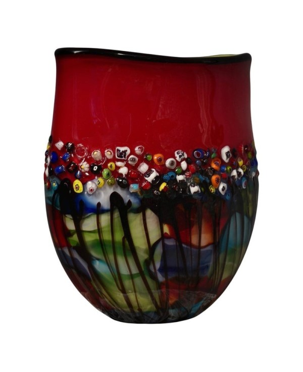 Murano Murrina Art Glass Mid-Century Glass Vase, 1980 Murano Murrina Art Glass Mid-Century Glass Vase, 1980