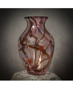 Murano Murrina Art Glass Mid-Century Glass Vase, 1980