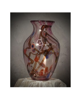 Murano Murrina Art Glass Mid-Century Glass Vase, 1980