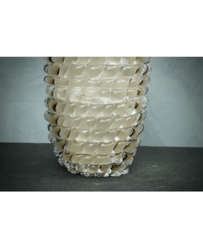 Murano Midcentury Round Dove Gray Color Italian Vase, 1970