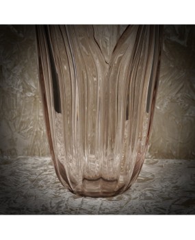 V 26 Vaso in vetro artistico di Murano rosa pallido trasparente, 1980