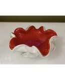 V 21 Posacenere in vetro di Murano rosso e bianco, 1980 V 21 Posacenere in vetro di Murano rosso e bianco, 1980