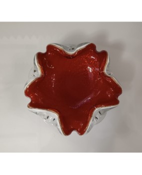 Murano Red and White Glass Ashtray, 1980