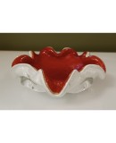 Murano Red and White Glass Ashtray, 1980 Murano Red and White Glass Ashtray, 1980