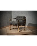 Pair of Midcentury Brass and Fabric Italian Armchairs, 1950.