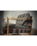 Pair of Midcentury Brass and Fabric Italian Armchairs, 1950.