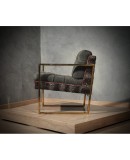 Pair of Midcentury Brass and Fabric Italian Armchairs, 1950.
