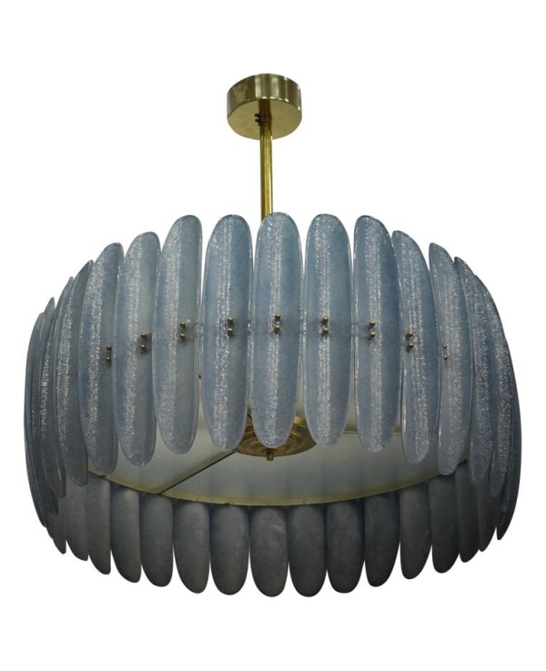 L 117 Artistic Blue Murano Glass and Brass Chandelier, 2000 L 117 Artistic Blue Murano Glass and Brass Chandelier, 2000