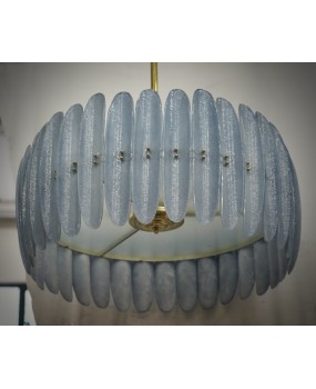 L 117 Lampadario in Vetro Blu Artistico di Murano e Ottone, 2000