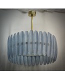 L 117 Lampadario in Vetro Blu Artistico di Murano e Ottone, 2000 L 117 Lampadario in Vetro Blu Artistico di Murano e Ottone, 2000