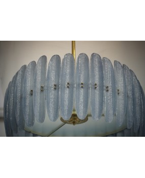 L 117 Lampadario in Vetro Blu Artistico di Murano e Ottone, 2000