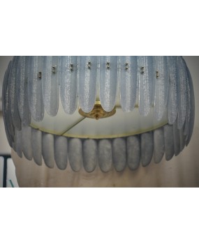 L 117 Lampadario in Vetro Blu Artistico di Murano e Ottone, 2000