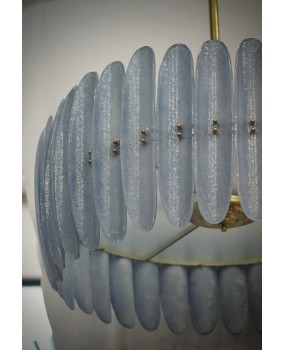 L 117 Lampadario in Vetro Blu Artistico di Murano e Ottone, 2000