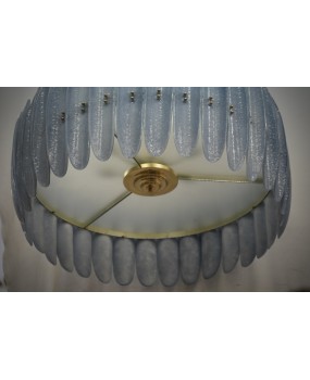 L 117 Lampadario in Vetro Blu Artistico di Murano e Ottone, 2000