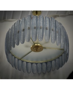 L 117 Lampadario in Vetro Blu Artistico di Murano e Ottone, 2000