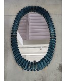 SP 75 Midcentury Murano Oval Aquamarine Blue Art Glass and Brass Wall