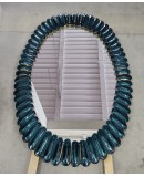 SP 75 Midcentury Murano Oval Aquamarine Blue Art Glass and Brass Wall