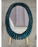 SP 75 Midcentury Murano Oval Aquamarine Blue Art Glass and Brass Wall