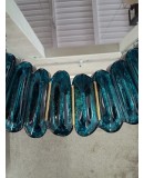 SP 75 Midcentury Murano Oval Aquamarine Blue Art Glass and Brass Wall