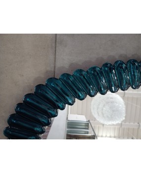 SP 75 Midcentury Murano Oval Aquamarine Blue Art Glass and Brass Wall