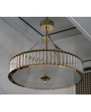 Murano Art Glass and Brass Italian Mid-Century Chandelier and Pendant,