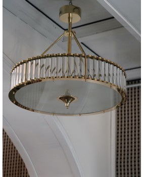 Murano Art Glass and Brass Italian Mid-Century Chandelier and Pendant,
