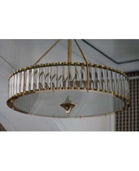 Murano Art Glass and Brass Italian Mid-Century Chandelier and Pendant,