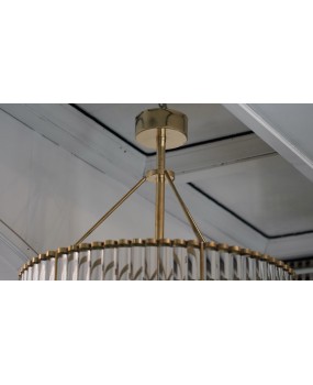 Murano Art Glass and Brass Italian Mid-Century Chandelier and Pendant,
