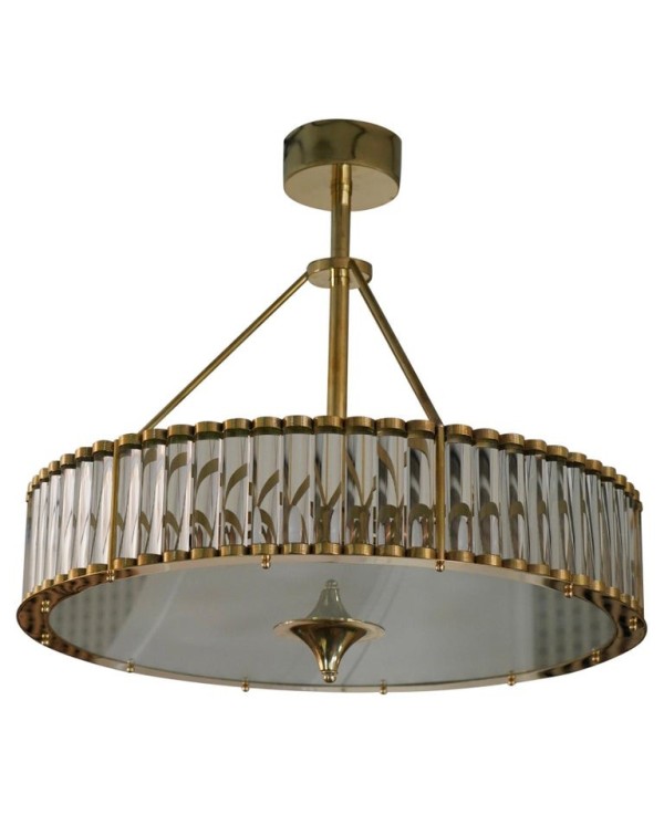 Murano Art Glass and Brass Italian Mid-Century Chandelier and Pendant, 1970