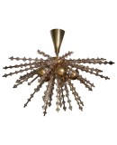 Murano Art Glass and Brass Transparent Color Chandelier and Pendant Murano Art Glass and Brass Transparent Color Chandelier and Pendant