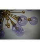 Murano Sputnik Periwinkle Art Glass and Brass Chandelier and Pendant