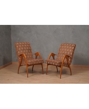 Poltrone Malatesta e Mason in Legno di Faggio e Tessuto, 1950