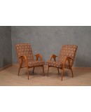 Malatesta e Mason Beech Wood and Fabric MidCentury ArmChairs, 1950