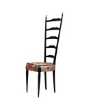 Sedia di Chiavari con Schienale Alto in Tessuto Fiorito, 1950