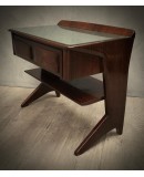 Dassi Walnut and Glass Italian Mid-Century Nightstands, 1950 Dassi Walnut and Glass Italian Mid-Century Nightstands, 1950