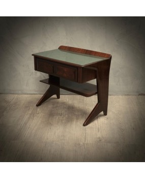Dassi Walnut and Glass Italian Mid-Century Nightstands, 1950
