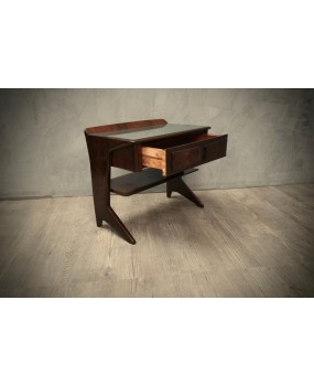 Dassi Walnut and Glass Italian Mid-Century Nightstands, 1950