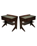 Dassi Walnut and Glass Italian Mid-Century Nightstands, 1950 Dassi Walnut and Glass Italian Mid-Century Nightstands, 1950