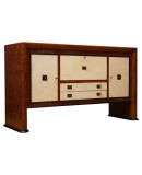 Art Deco Walnut Root Goatskin and Brass Italian Sideboard, 1940 Art Deco Walnut Root Goatskin and Brass Italian Sideboard, 1940