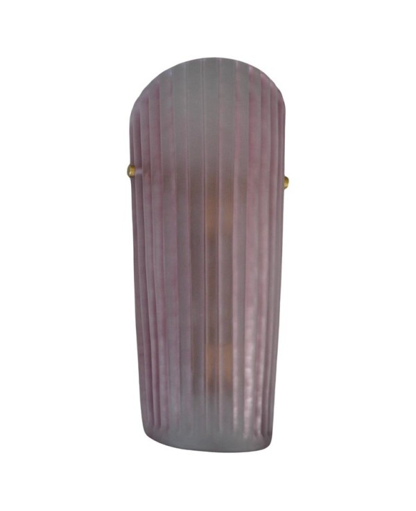Murano Art Glass Pink Sand Blasted Color and Brass Wall Light and Scon Murano Art Glass Pink Sand Blasted Color and Brass Wall Light and Scon