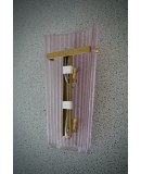 Murano Art Glass Pink Sand Blasted Color and Brass Wall Light and Scon Murano Art Glass Pink Sand Blasted Color and Brass Wall Light and Scon