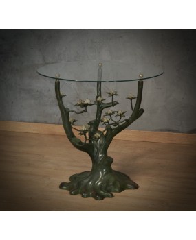Tavolino Scultura di Willy Daro in Bronzo e Vetro, 1970