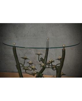 Willy Daro Bronze and Glass Mid-Century Coffe Side Table, 1970